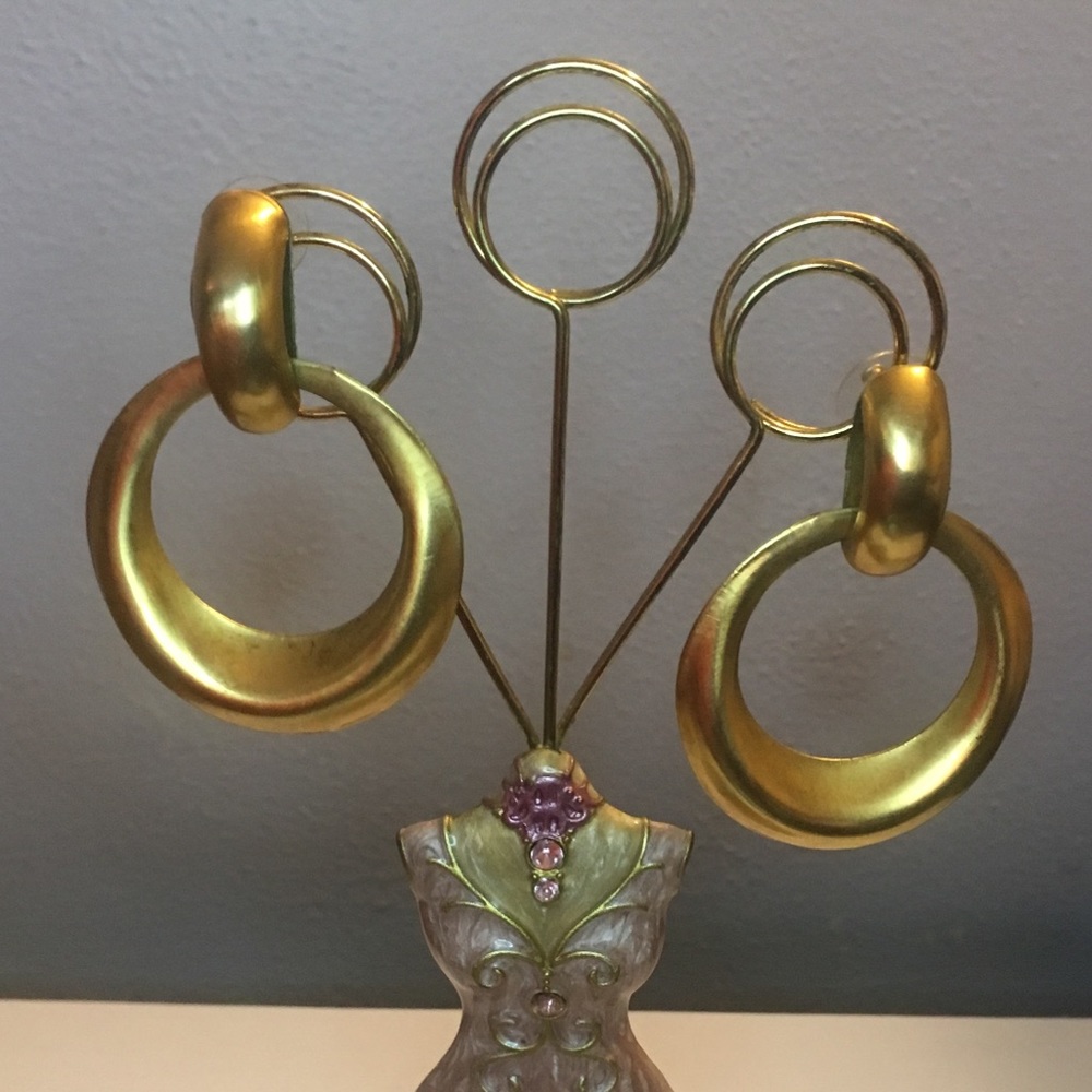 Gold-tone Hoop Drop Earrings